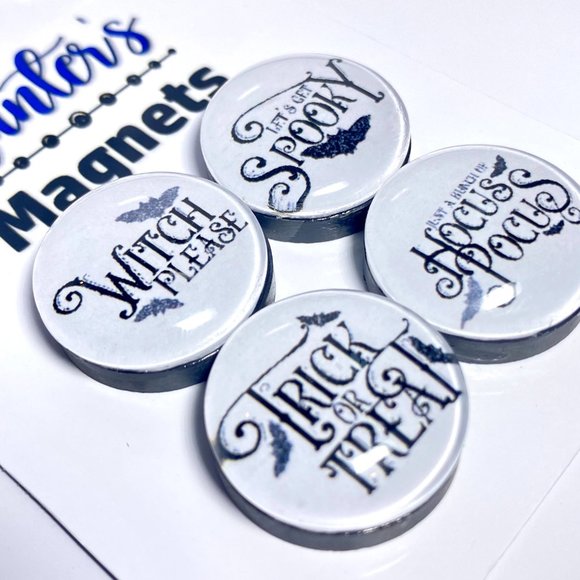 Set of 4 Magnets - Halloween Bats Glass Refrigerator Kitchen Whiteboard - Picture 2 of 3